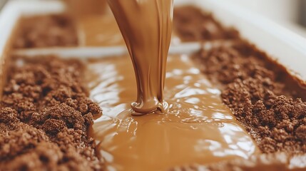 Melted chocolate poured into a mold