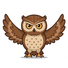 Owl mascot illustration with wise and powerful look. Nocturnal bird symbol isolated on white background. Perfect for esport logo, sports team emblem, and branding design.