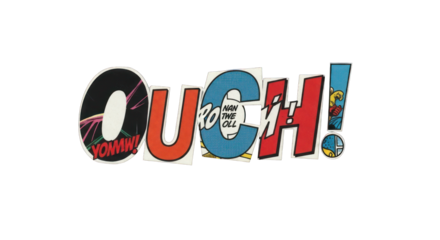 Comic Book Ouch Text Graphic with Colors.