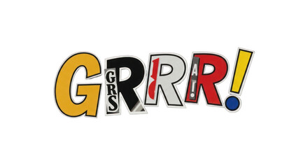 Colorful GRRR Text with Comic Book Style Design.