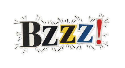 Colorful Bzzz Word Art with Exploding Effect.