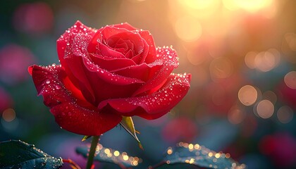 Red rose in sunlight