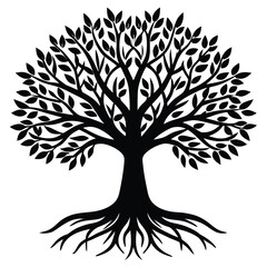 Fototapeta premium a-minimalist-design-of-a-green-tree-with-teal-root (1).eps