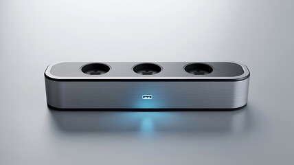 Fototapeta premium Modern power strip with three outlets on a light gray background