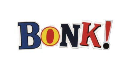 Colorful BONK Word Art with Comic Style Letters.