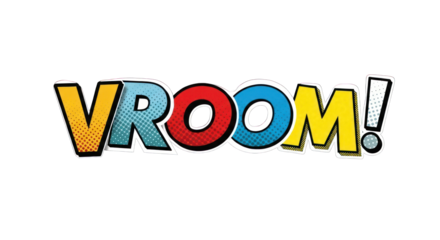 Colorful VROOM Comic Book Style Word Art Illustration.