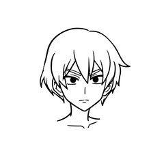 Black and white hot anime character line art illustration, stylish minimal outline drawing in clean style