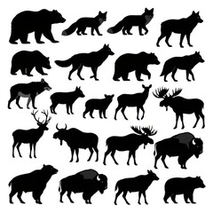 Rural Farm Scene Silhouette Depicts Farm Animals with Windmill and House in Serene Atmosphere