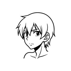 Black and white hot anime character line art illustration, stylish minimal outline drawing in clean style