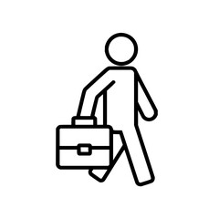 Businessman walking with briefcase vector icon professional job career success concept graphic illustration 100