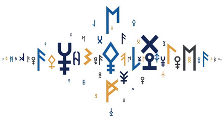 Ancient mystical astrological and runic symbols collection.