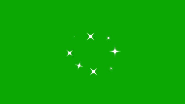 Twinkling stars animation, fairy twinkle stars on green screen  background, 2D shining star, white cartoon blinking stars, flat vector doodle sparkle, Shine effect sprite sheet for motion design. 4k
