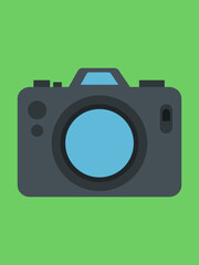 A Stylish and Simple Camera Illustration Against a Green Backdrop Design