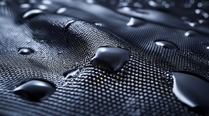 Dark fabric surface with water droplets