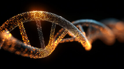 DNA Molecular Structure on Black Background for genetic research and healthcare