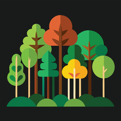 a flat design of a forest with green and brown tre (2).eps