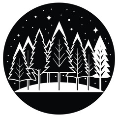 a flat design of a forest with green and brown tre (1).eps