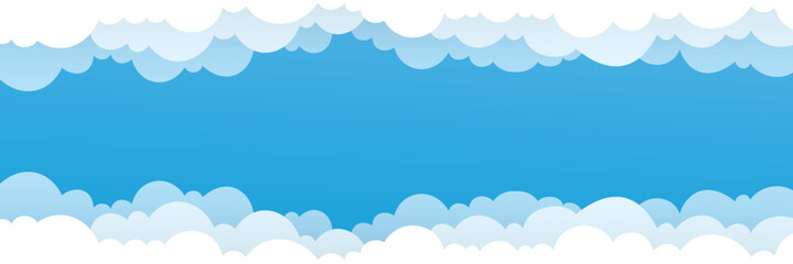 Vector clouds in the sky cartoon style banner