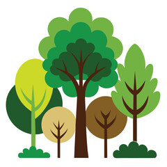 a diverse set of stylized trees in green and brown (2).eps