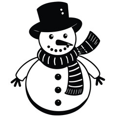 a cheerful snowman with a blue hat and scarf on a .eps