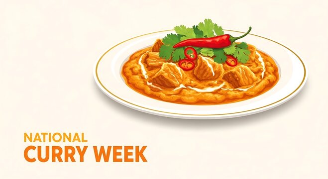 Delicious national curry week celebration featuring a vibrant and flavorful curry dish - Powered by Adobe