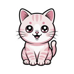 Obraz premium A cute cartoon kitten vector illustration of a funny domestic animal sitting with a smile and a big tail