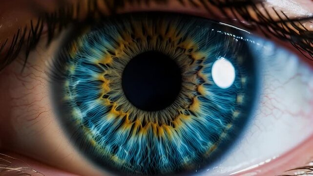 Eye of Perception: Close-Up of a Blue and Gold Human Iris