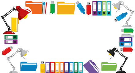 Obraz premium Office & Study Supplies Frame | Colorful Stationery Border