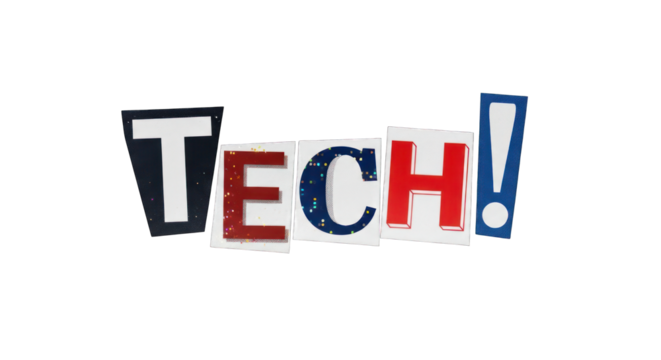 Colorful Cut-Out Letters Spelling TECH.
