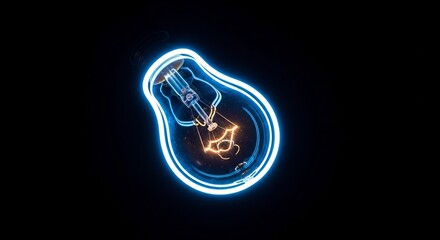 A closeup shot of a glowing light bulb filament against a dark background