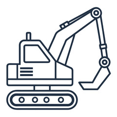 Construction Excavator Heavy Machine Outline Vector