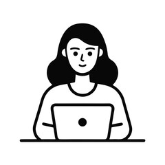 Woman Freelancer with Laptop Vector