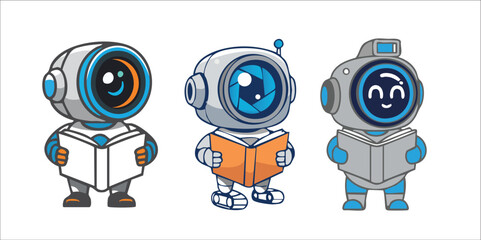 professional robot photography icon set vector file