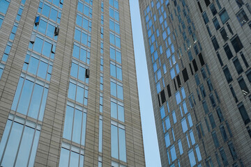 Fototapeta premium Architecture details Glass wall Modern building exterior Abstract futuristic background