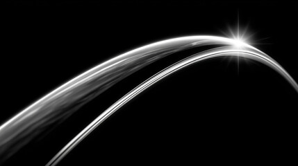 Fototapeta premium Long Exposure Shot of Car Headlights on a Dark Road