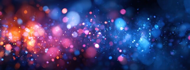 Obraz premium A vibrant, multicolored bokeh effect, showcasing a dynamic interplay of light and color.