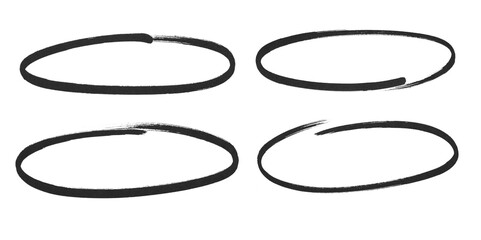 Hand-drawn doodle grunge circle highlights. Charcoal pen round ovals. Marker scratch scribble inrounder. Round scrawl frames.