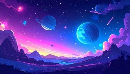 Celestial Dreamscape: Immerse yourself in a vibrant and fantastical cosmic landscape, filled with swirling nebulas, radiant planets, and a sense of endless possibility.