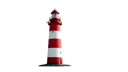 Isolated red and white striped lighthouse against transparent sky © Wajahat