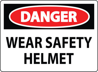 Fototapeta premium Safety Alert Sign Indicating Mandatory Helmet Use in Hazardous Area