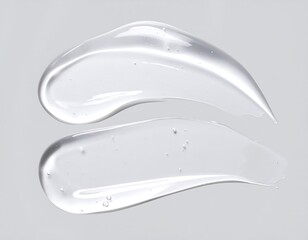 Two translucent gel swatches on a light gray background