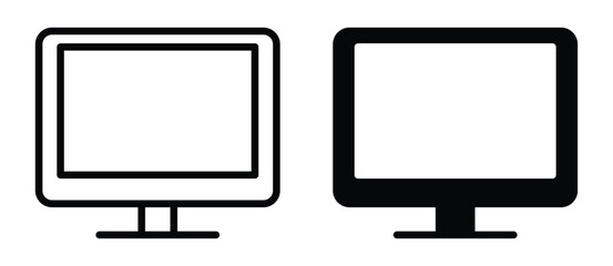 Two Simple Monitor Icons in Black and White for Digital Design Use