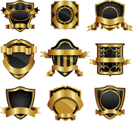 set of golden emblems