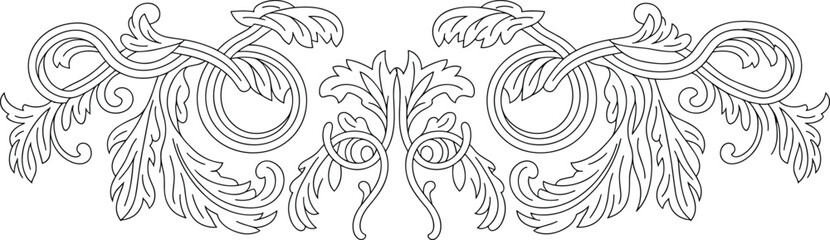 Ornamental vintage floral border design with elegant leaves, decorative swirl elements, classical pattern artwork for frame, invitation, luxury decoration, vector