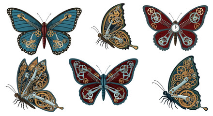 Steampunk Butterflies Collection - Mechanical Winged Wonders in Detailed Design.