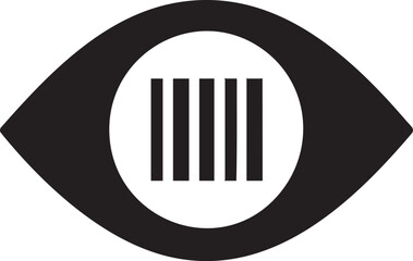 Barcode Iris Scanner Eye Biometric Silhouettes Vector Icon