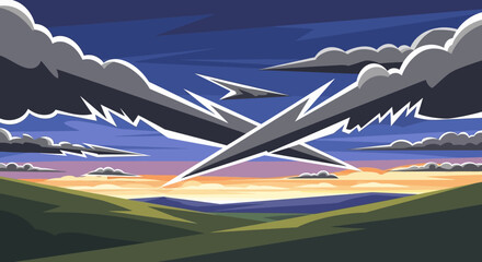 Stylized Lightning Strikes in a Dramatic Sky.