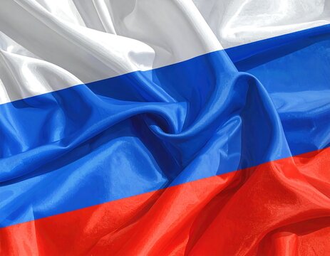 Russian Flag's Majestic Rippling Texture