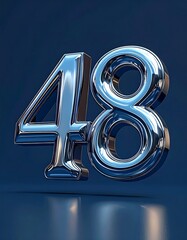 Shiny silver numbers 48 on dark blue background