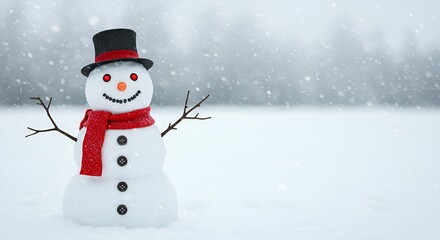 Fototapeta premium snowman with red hat